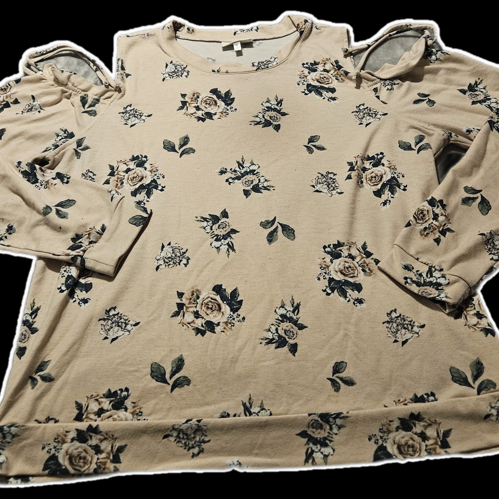 Belle Du Jour Floral Cold Shoulder Blouse - Pink